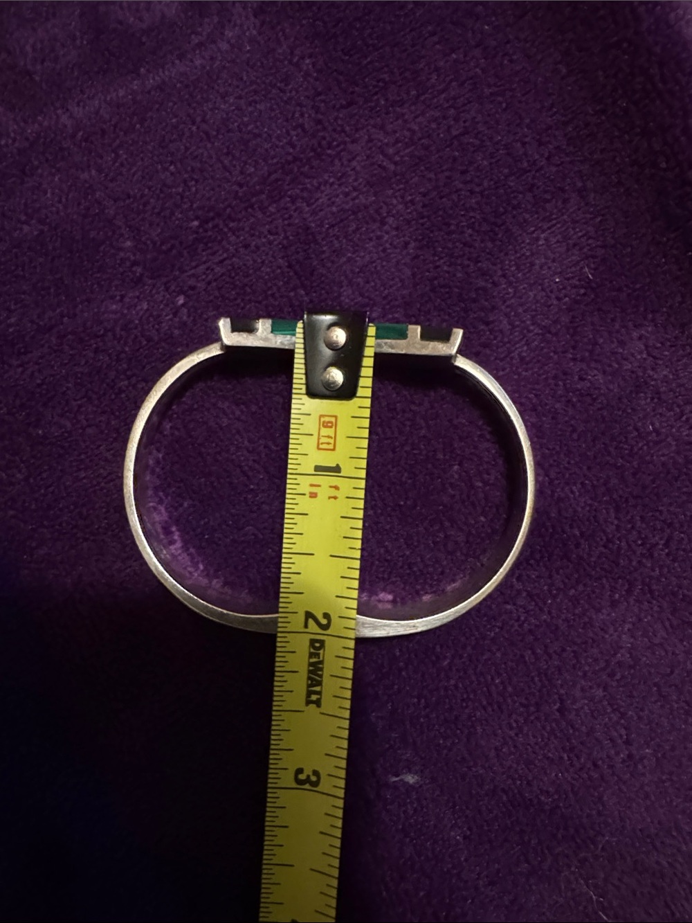 925 Sterling Silver Green Malachite Inlay Cuff Bracelet, - Picture 7 of 10